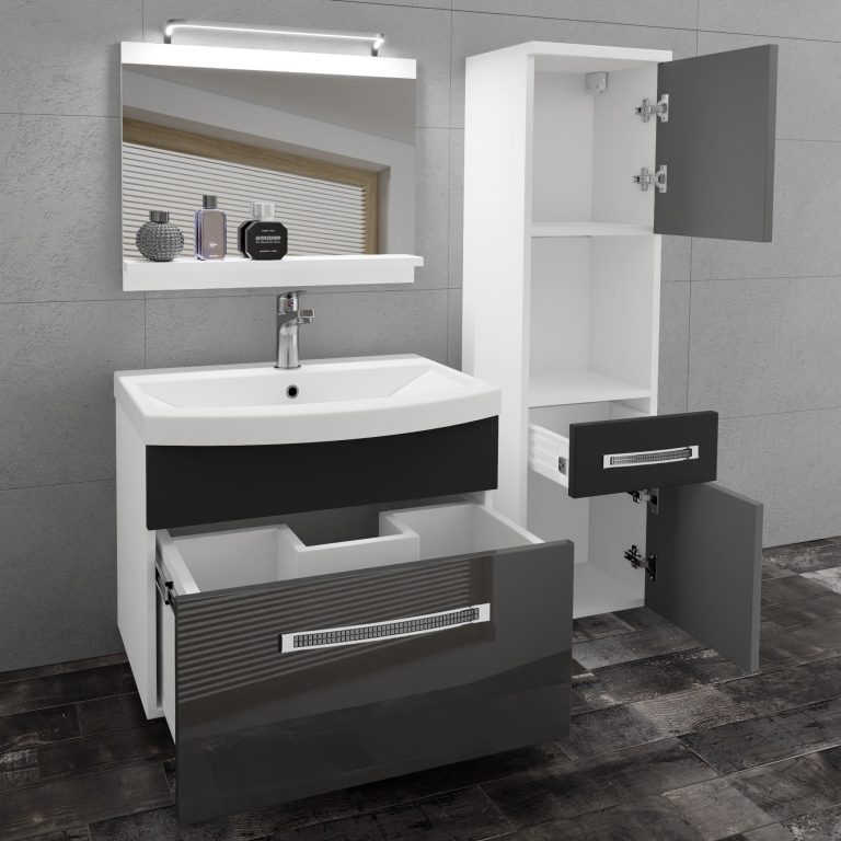 Zestaw mebli łazienkowych Glamour 51 GLA PM 3/0/W/SB/0/MB/PP