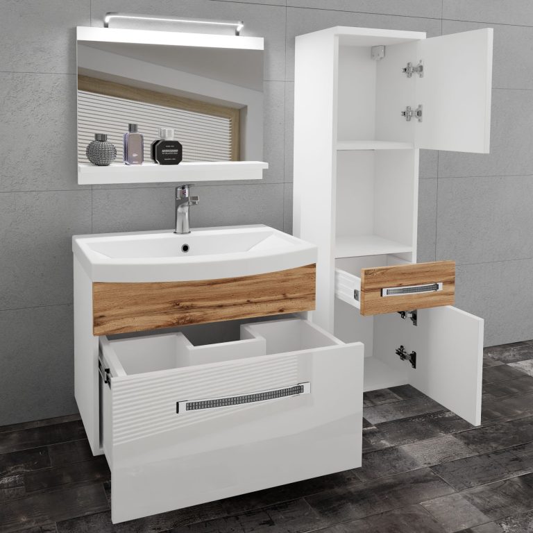 Zestaw mebli łazienkowych Glamour 55 GLA PM 3/0/W/WDW/0/MB/PP