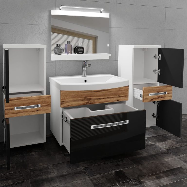 Zestaw mebli łazienkowych Glamour 76 GLA PM 4/0/W/BDW/0/MB/PP