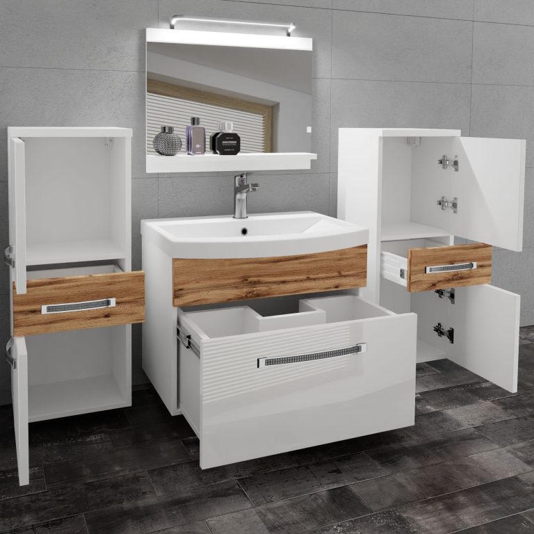 Zestaw mebli łazienkowych Glamour 74 GLA PM 4/0/W/WDW/0/MB/PP