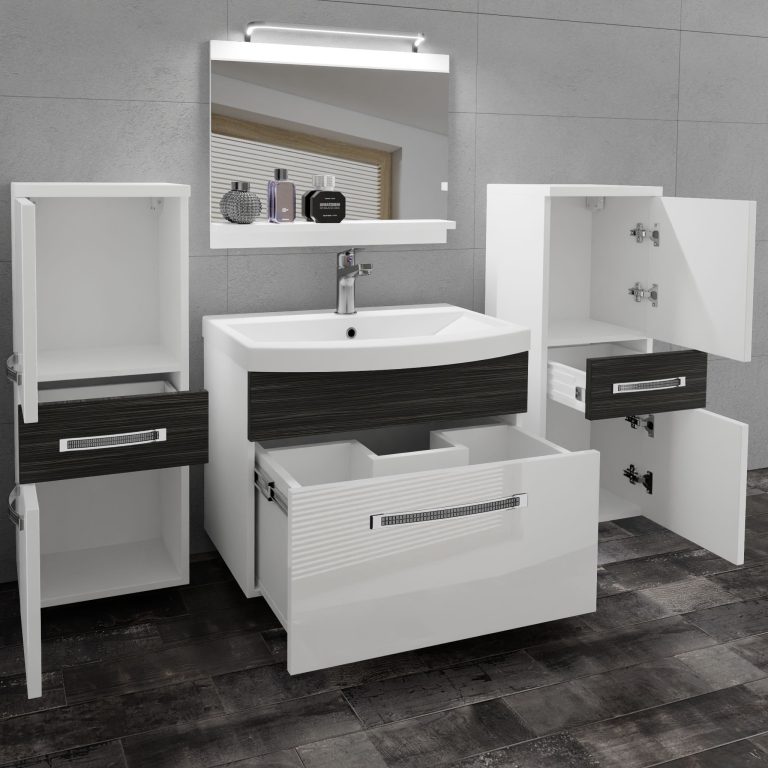 Zestaw mebli łazienkowych Glamour 73 GLA PM 4/0/W/WHK/0/MB/PP
