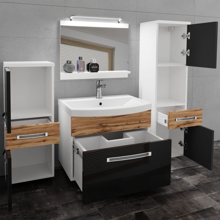 Zestaw mebli łazienkowych Glamour 95 GLA PM 5/0/W/BDW/0/MB/PP