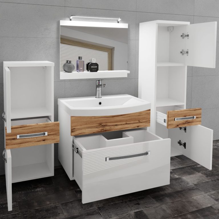 Zestaw mebli łazienkowych Glamour 93 GLA PM 5/0/W/WDW/0/MB/PP