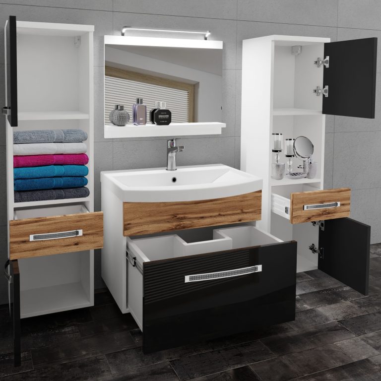 Zestaw mebli łazienkowych Glamour 114 GLA PM 6/0/W/BDW/0/MB/PP