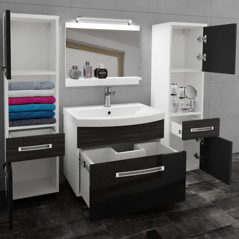 Zestaw mebli łazienkowych Glamour 113 GLA PM 6/0/W/BHK/0/MB/PP