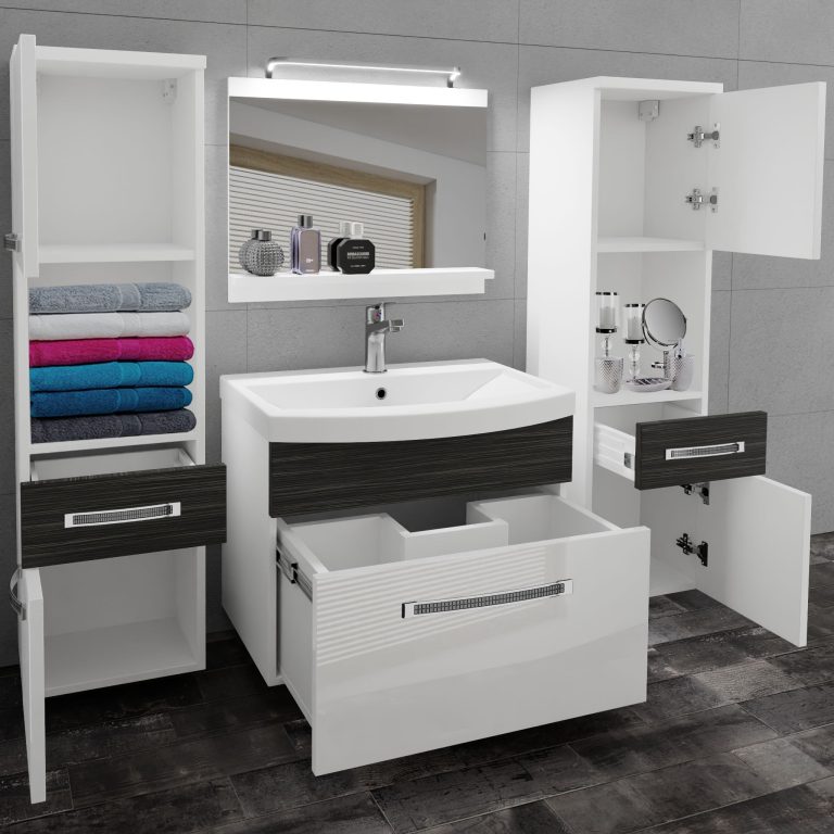 Zestaw mebli łazienkowych Glamour 111 GLA PM 6/0/W/WHK/0/MB/PP