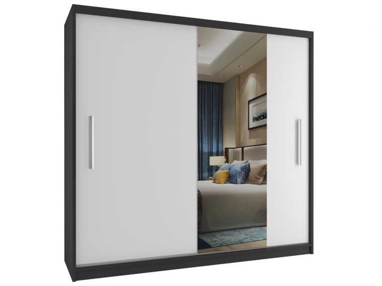 Szafa przesuwna 200 cm z lustrem biała mat Producent MSE SZP1/2/B/1W1L/AL