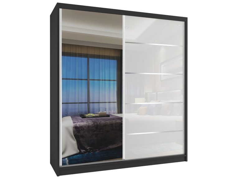 Szafa przesuwna 133 cm z lustrem biały połysk Producent MG SZP2/2/B/1L5W/HI