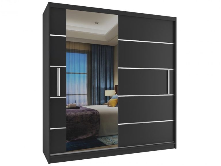 Szafa przesuwna 158 cm z lustrem czarny mat Producent MBP SZP3/1/B/B/0/AL