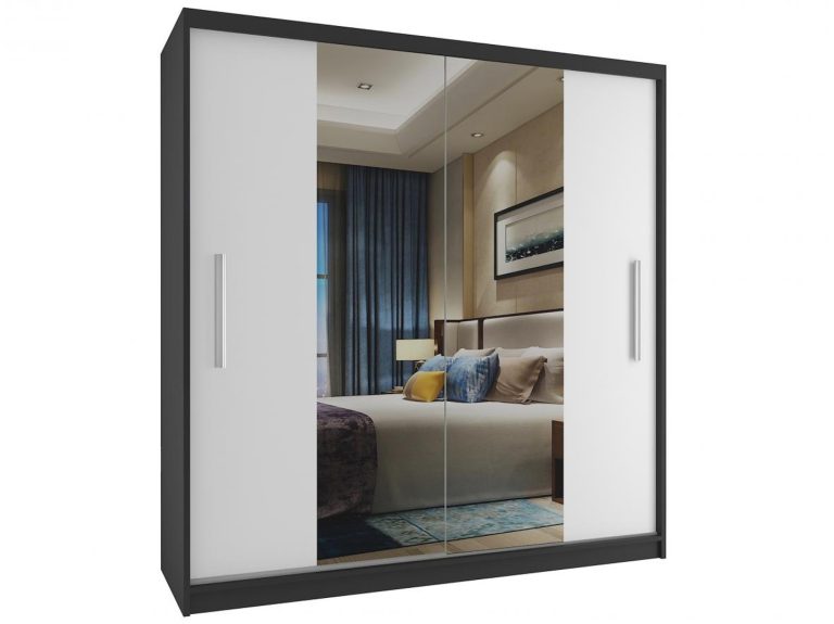 Szafa przesuwna 158 cm z lustrem biała mat Producent ME SZP3/2/B/W/0/AL