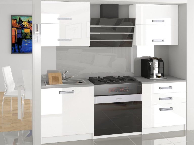 Meble kuchenne 120 cm białe połysk z blatem Producent INF ELEGANTA2/2/WT/W/0/B1