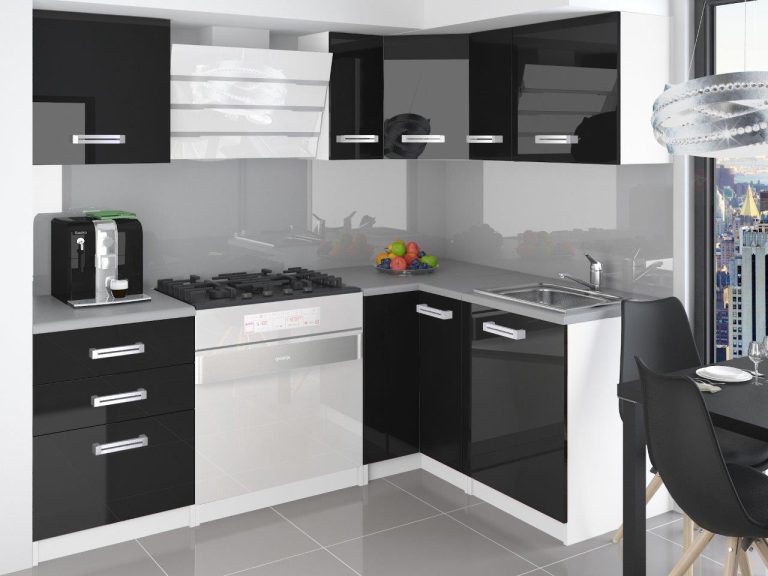 Meble kuchenne 300 cm czarne połysk z blatem Producent INF JOWISZ/2/WT/B/0/D