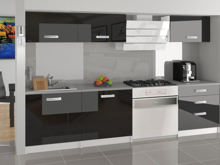 Meble kuchenne 180 cm czarne połysk z blatem Producent INF LAURENTINO2/2/WT/B/0/B1