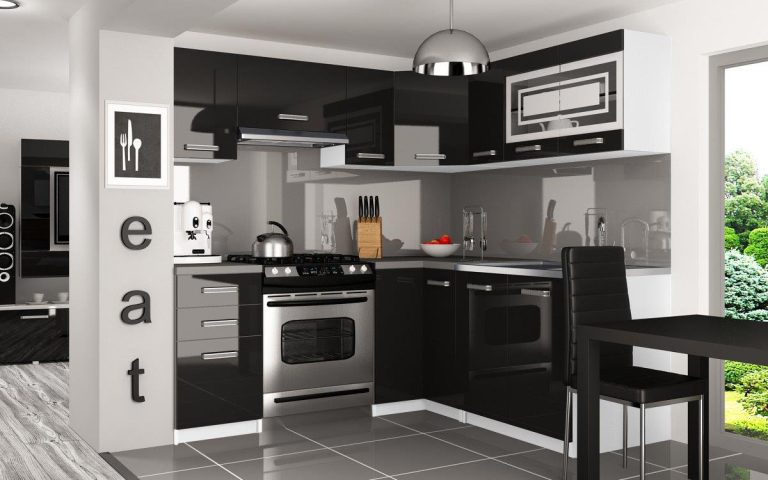 Meble kuchenne 360 cm czarne połysk bez blatu Producent INF LIDIA2/4/WT/B/BB/B1