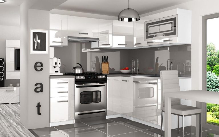 Meble kuchenne 360 cm biały połysk z blatem Producent INF LIDIA/5/WT/W/0/F