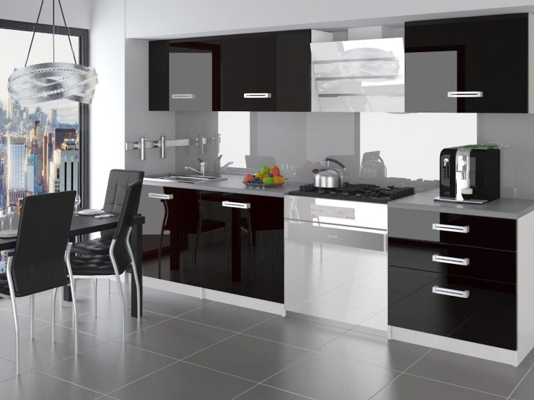 Meble kuchenne 180 cm czarne połysk z blatem Producent INF NEPTUN/2/WT/B/0/D