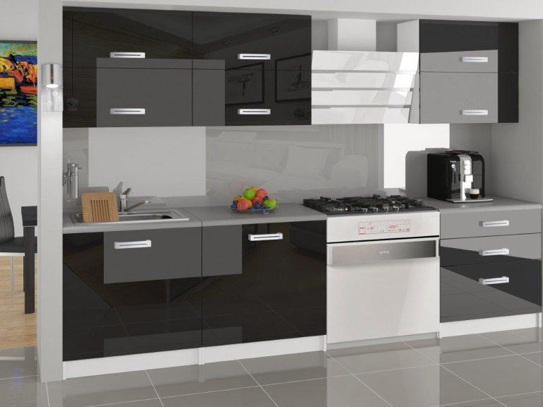Meble kuchenne 180 cm czarne połysk bez blatu Producent INF PRIMERA/3/WT/B/BB/D