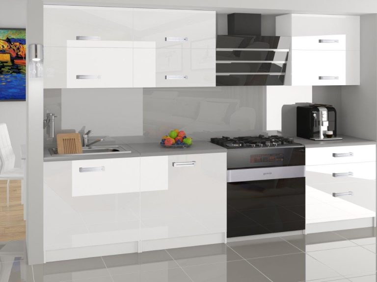 Meble kuchenne 180 cm białe połysk bez blatu Producent INF PRIMERA/3/WT/W/BB/D