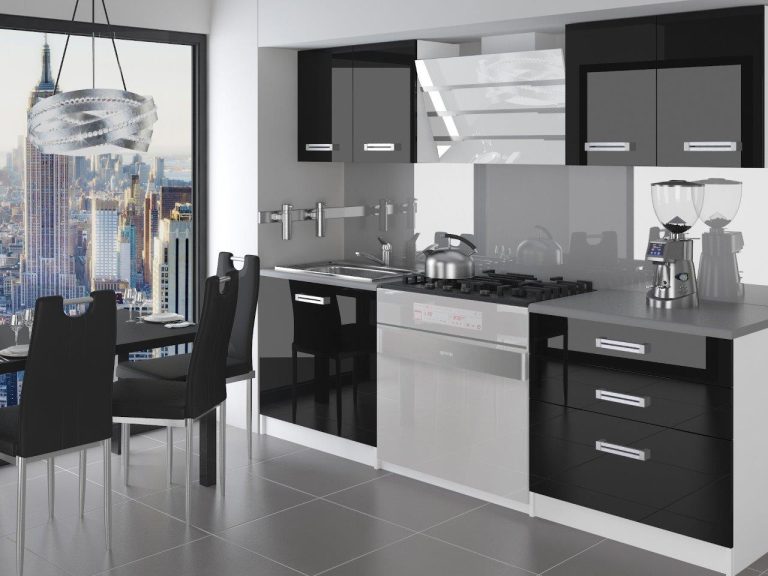 Meble kuchenne 120 cm czarne połysk bez blatu Producent INF TIESTO2/2/WT/B/BB/B1