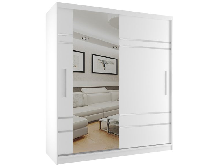 Szafa przesuwna 158 cm z lustrem biała mat Producent MP SZP3/2/W/W/0/AL