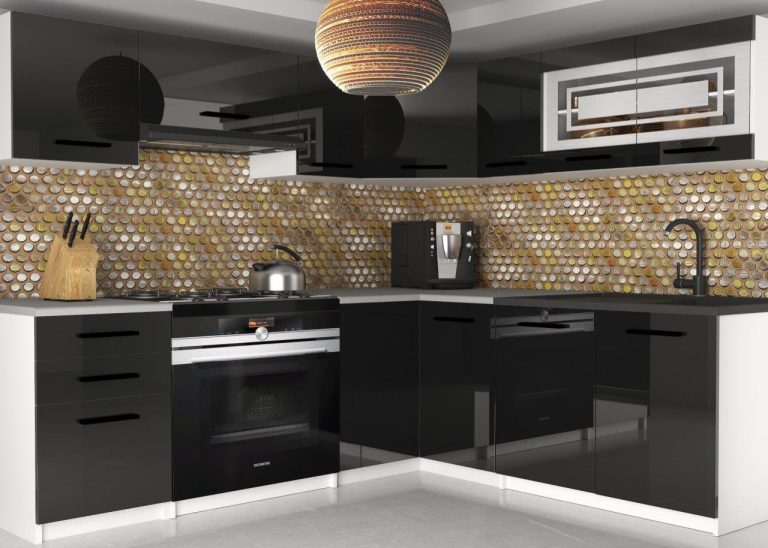 Meble kuchenne 360 cm czarne połysk bez blatu Producent INF LIDIA2/4/WT/B/BB/B1