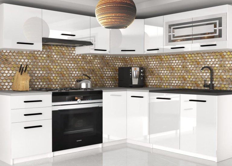 Meble kuchenne 360 cm białe połysk z blatem Producent INF LIDIA2/6/WT/W/0/B1