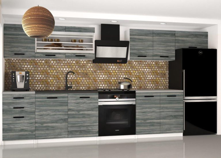 Meble kuchenne 300 cm szare antracyt grafitowe bez blatu Producent TOR ELLA2/3/WT/GW1/BB/B1