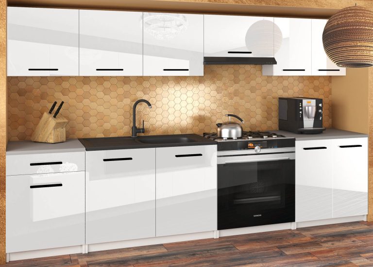 Meble kuchenne 240 cm białe połysk z blatem Producent INF UNIQA2/5/WT/W/0/B1