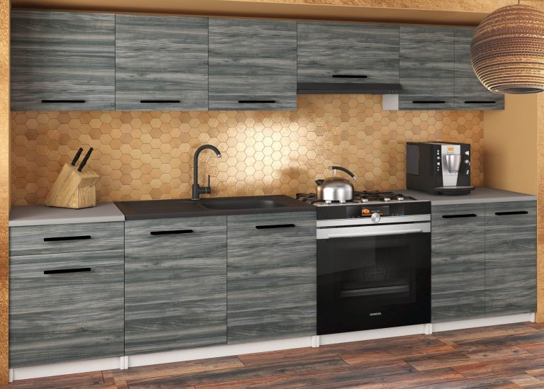 Meble kuchenne 240 cm szare antracyt grafitowe bez blatu Producent TOR UNIQA2/3/WT/GW1/BB/B1