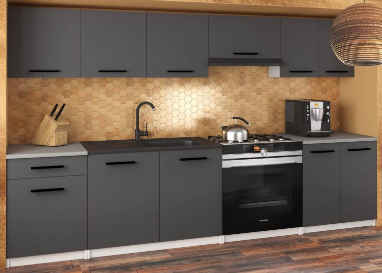 Meble kuchenne 240 cm szare antracyt grafitowy bez blatu Producent TOR UNIQA2/3/WT/SR/BB/B1