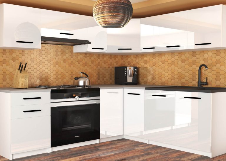 Meble kuchenne 360 cm białe połysk z blatem Producent INF LIDIAUNIQA2/5/WT/W/0/B1