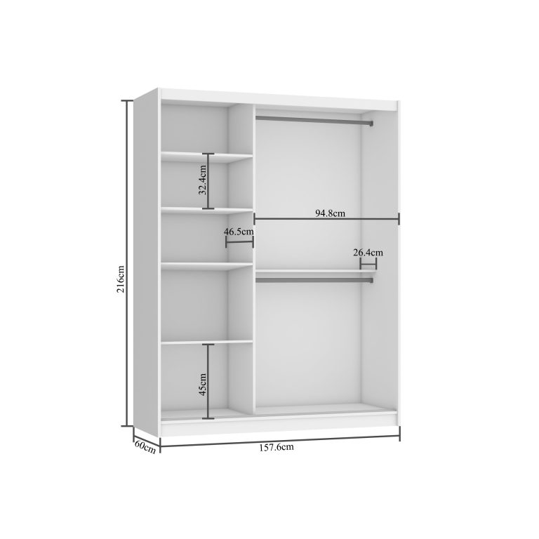 Szafa przesuwna 158 cm biały połysk Producent BM SZP3/2/W/W/W/HI
