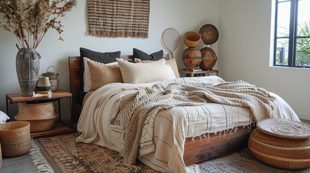 sypialnia w stylu boho