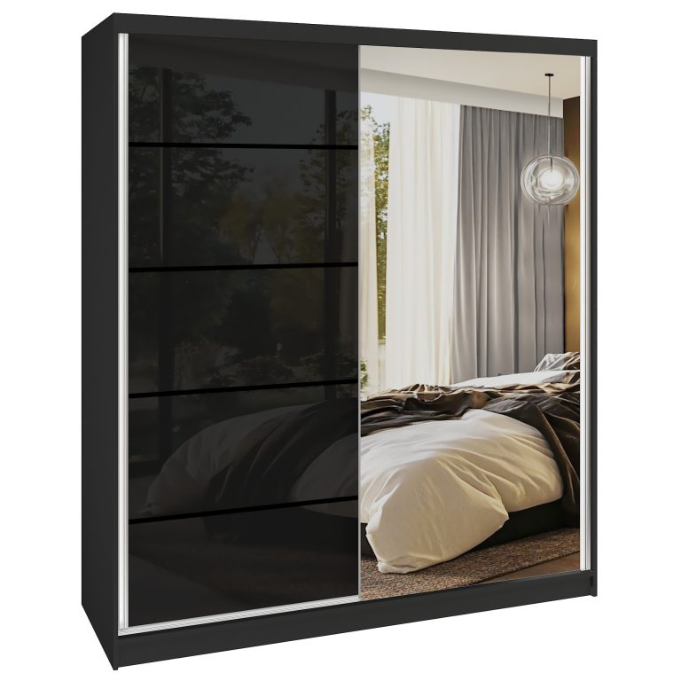 Szafa przesuwna SERENITY 158 cm czarna połysk Producent MGB SERENITY SZP7/0/B/B/0/HIAL