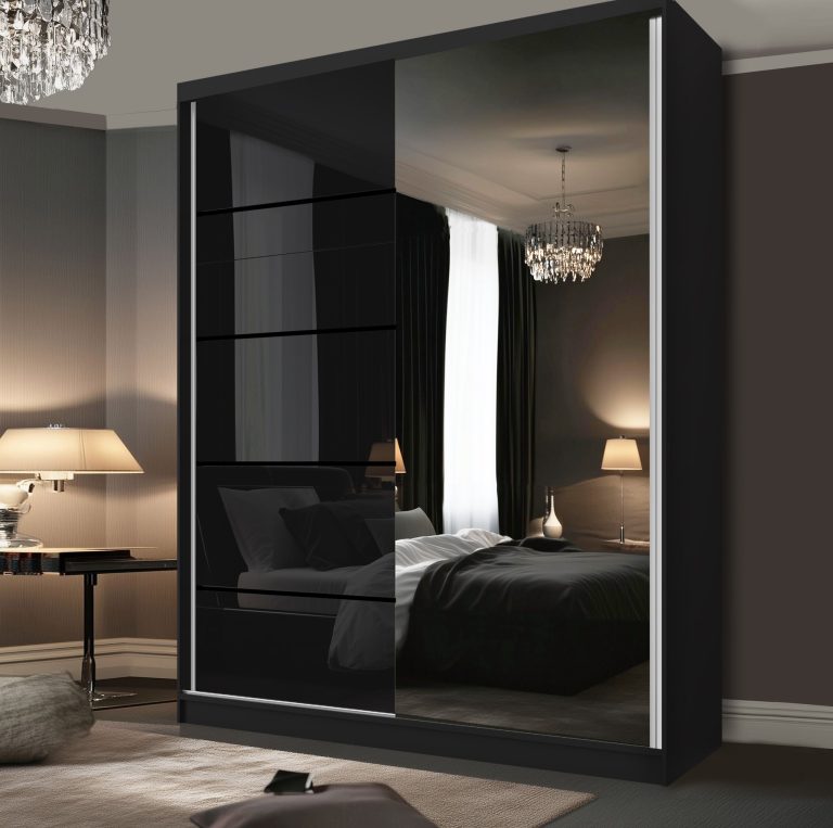 Szafa przesuwna SERENITY 158 cm czarna połysk Producent MGB SERENITY SZP7/0/B/B/0/HIAL