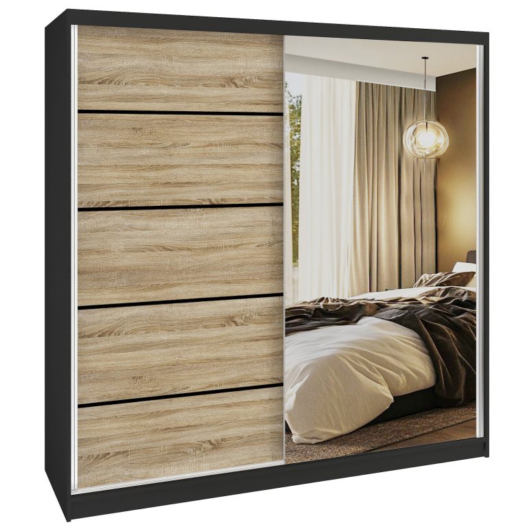 Szafa przesuwna SERENITY 200 cm dąb sonoma mat Producent MBP SERENITY SZP5/0/B/DS/0/HIAL