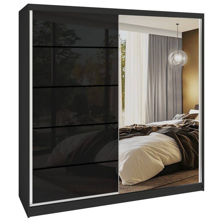 Szafa przesuwna SERENITY 200 cm czarna połysk Producent MGB SERENITY SZP5/0/B/B/0/HIAL