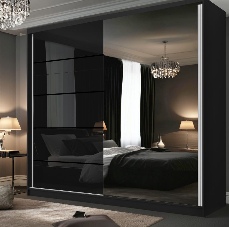 Szafa przesuwna SERENITY 200 cm czarna połysk Producent MGB SERENITY SZP5/0/B/B/0/HIAL