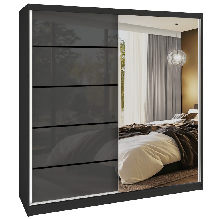 Szafa przesuwna SERENITY 200 cm szara połysk Producent MGB SERENITY SZP5/0/B/S/0/HIAL
