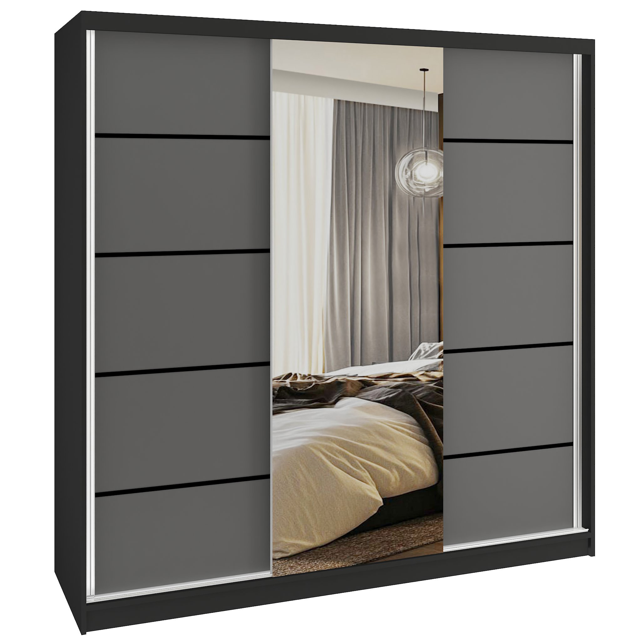 Szafa przesuwna SERENITY 200 cm szara mat