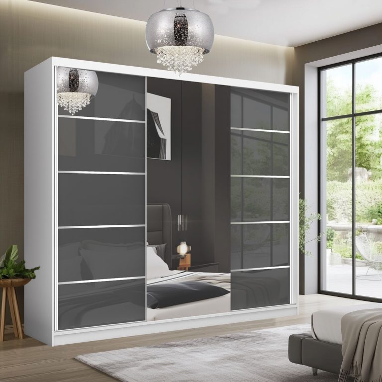 Szafa przesuwna SERENITY 232 cm szara połysk Producent MGB SERENITY SZP8/0/W/S/0/HIAL