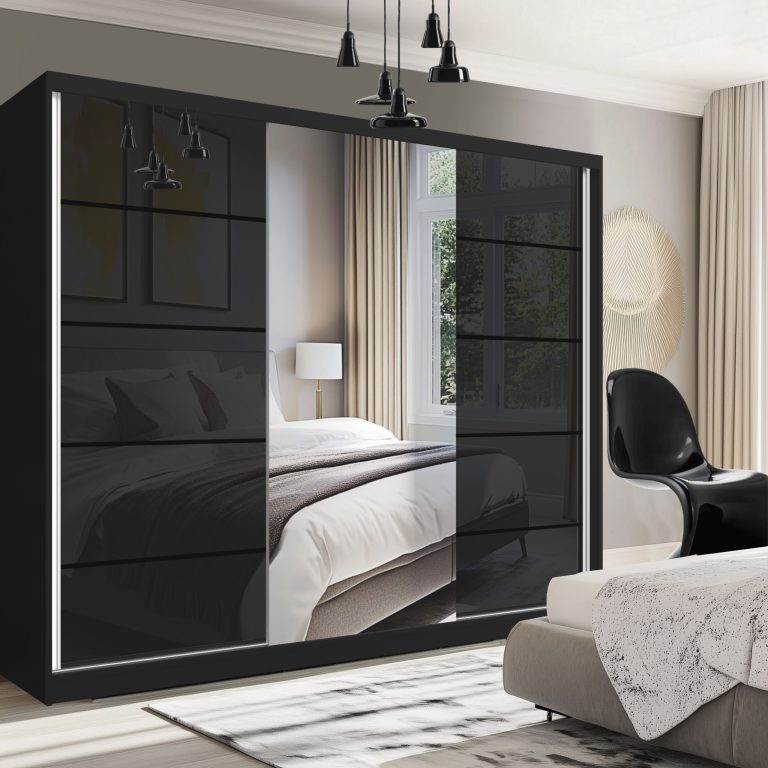 Szafa przesuwna SERENITY 232 cm czarna połysk Producent MGB SERENITY SZP8/0/B/B/0/HIAL
