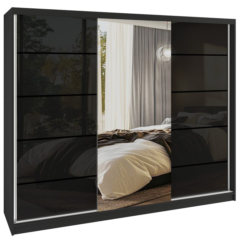 Szafa przesuwna SERENITY 200 cm czarna połysk Producent MTG SERENITY SZP5/0/B/B/0/HIAL