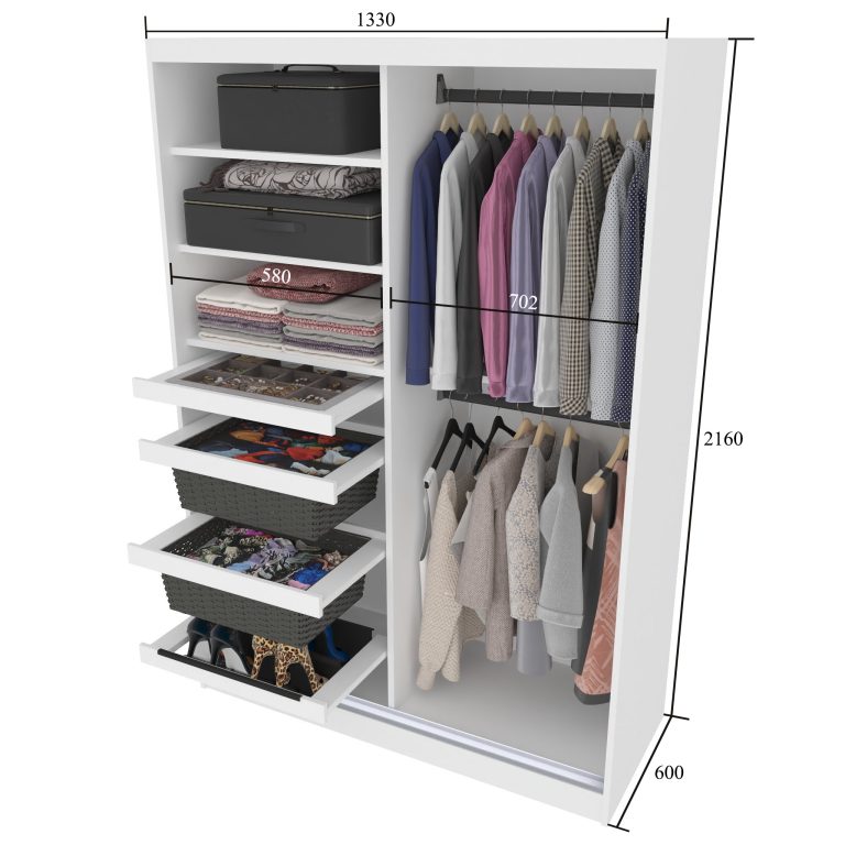 Szafa przesuwna SERENITY 133 cm biała mat Producent MBP SERENITY SZP6/0/B/W/0/HIAL