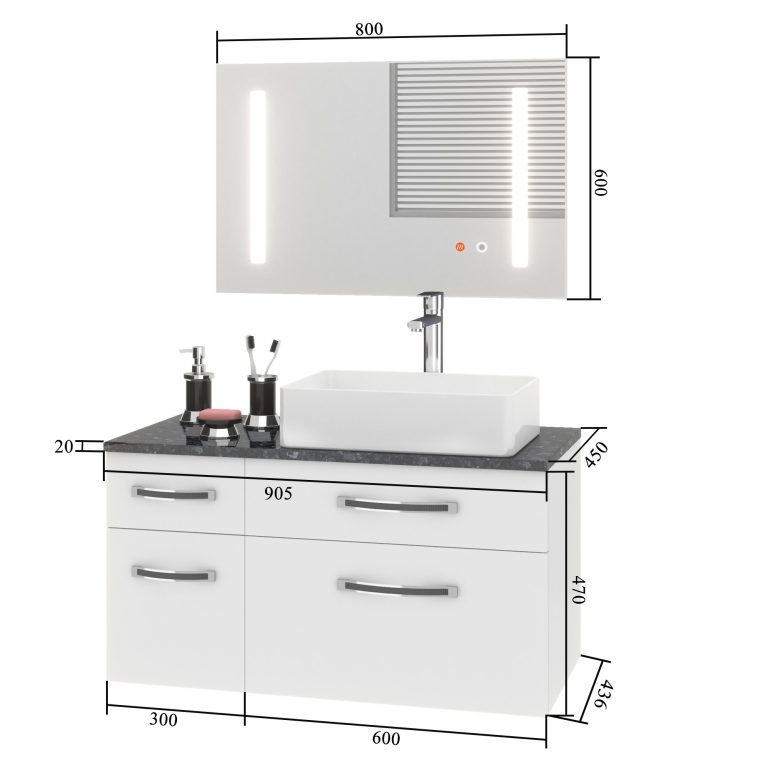 Zestaw mebli łazienkowych Euphoria EUP P 90L/0/W/S/0/BK/MB