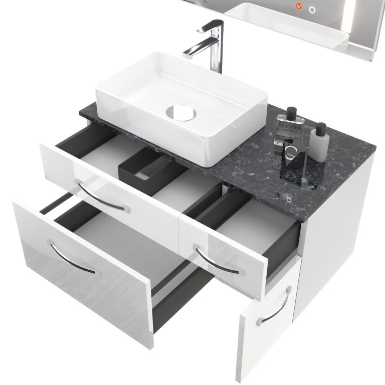 Zestaw mebli łazienkowych Euphoria EUP P 90P/0/W/W/0/BK/MB
