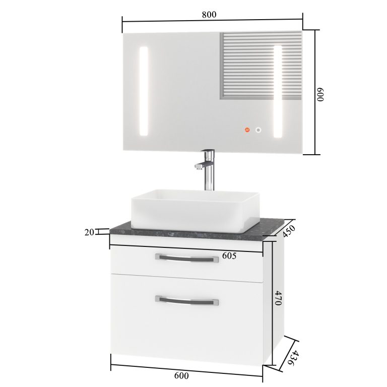 Zestaw mebli łazienkowych Euphoria EUP P 60/0/W/R/0/BK/MB