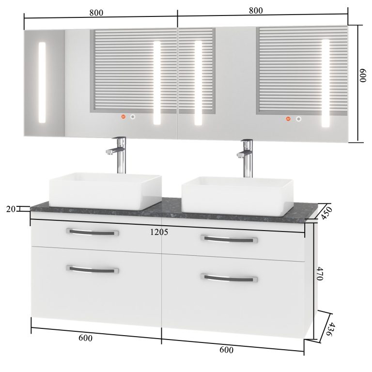 Zestaw mebli łazienkowych Euphoria EUP P 120D/0/W/W/0/BK/MB