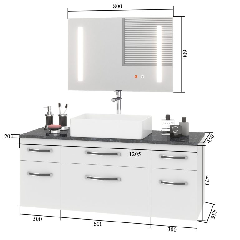 Zestaw mebli łazienkowych Euphoria EUP P 120/0/W/S/0/BK/MB