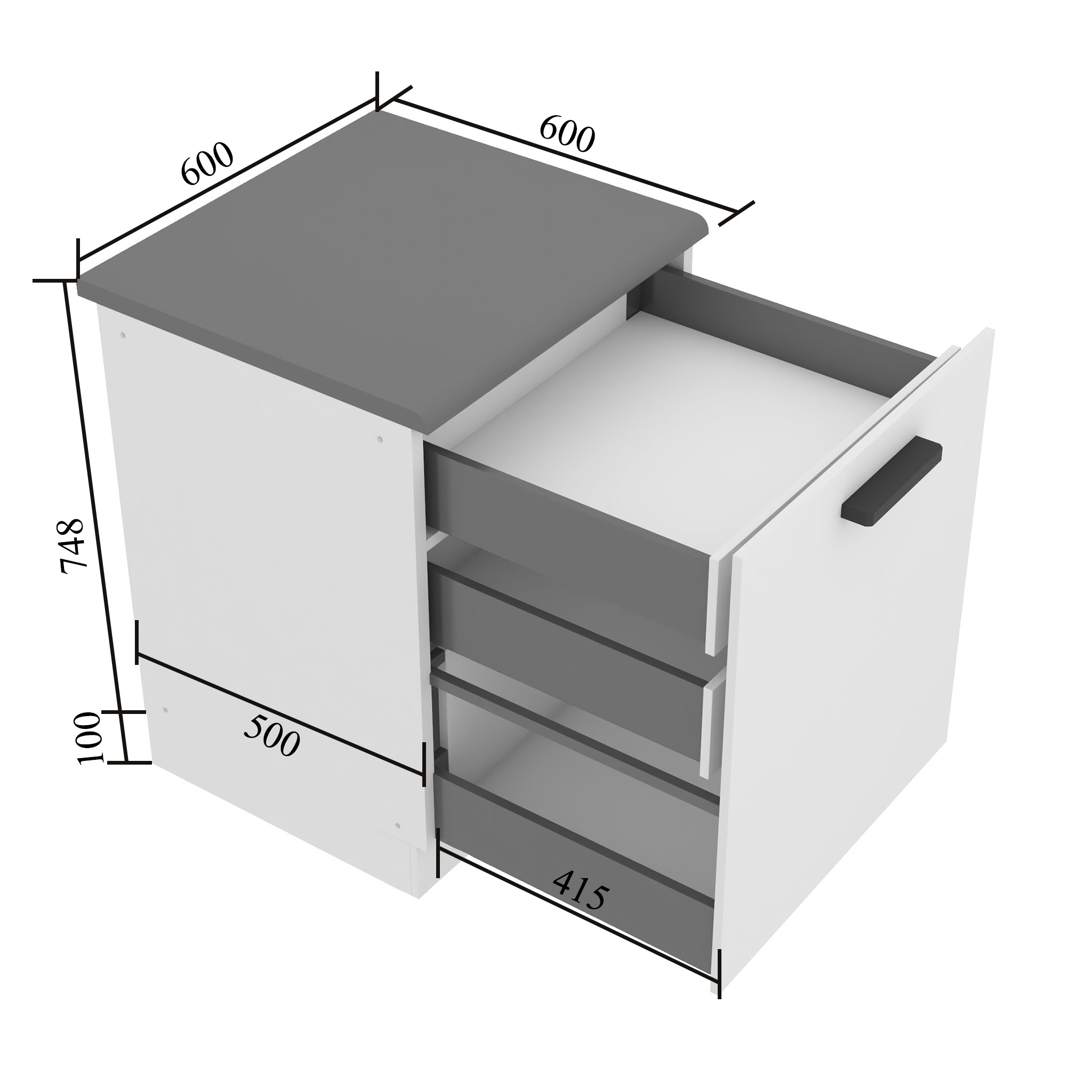 Szafka kuchenna dolna 60cm szuflady wewnętrzne TOR SDSZW60/0/WT/WT/B/B1/PP